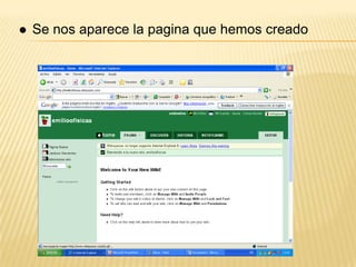 Se nos aparece la pagina que hemos creadoDamos clik en la opción página nueva