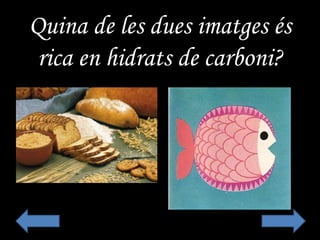 Quina de les dues imatges és
rica en hidrats de carboni?
 