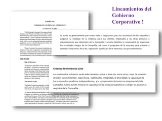 Lineamientos del
Gobierno
Corporativo !
 