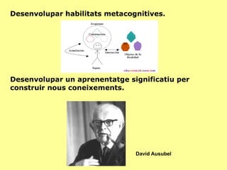 Desenvolupar habilitats metacognitives. Desenvolupar un aprenentatge significatiu per construir nous coneixements. David Ausubel 