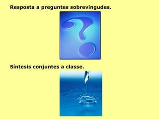 Resposta a preguntes sobrevingudes. Síntesis conjuntes a classe. 