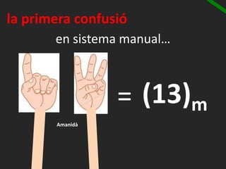 Amanidà
la primera confusió
= (13)m
en sistema manual…
 