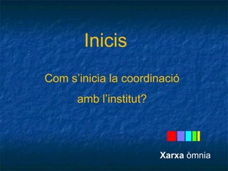 Inicis 
Com s’inicia la coordinació 
amb l’institut? 
Xarxa òmnia 
 