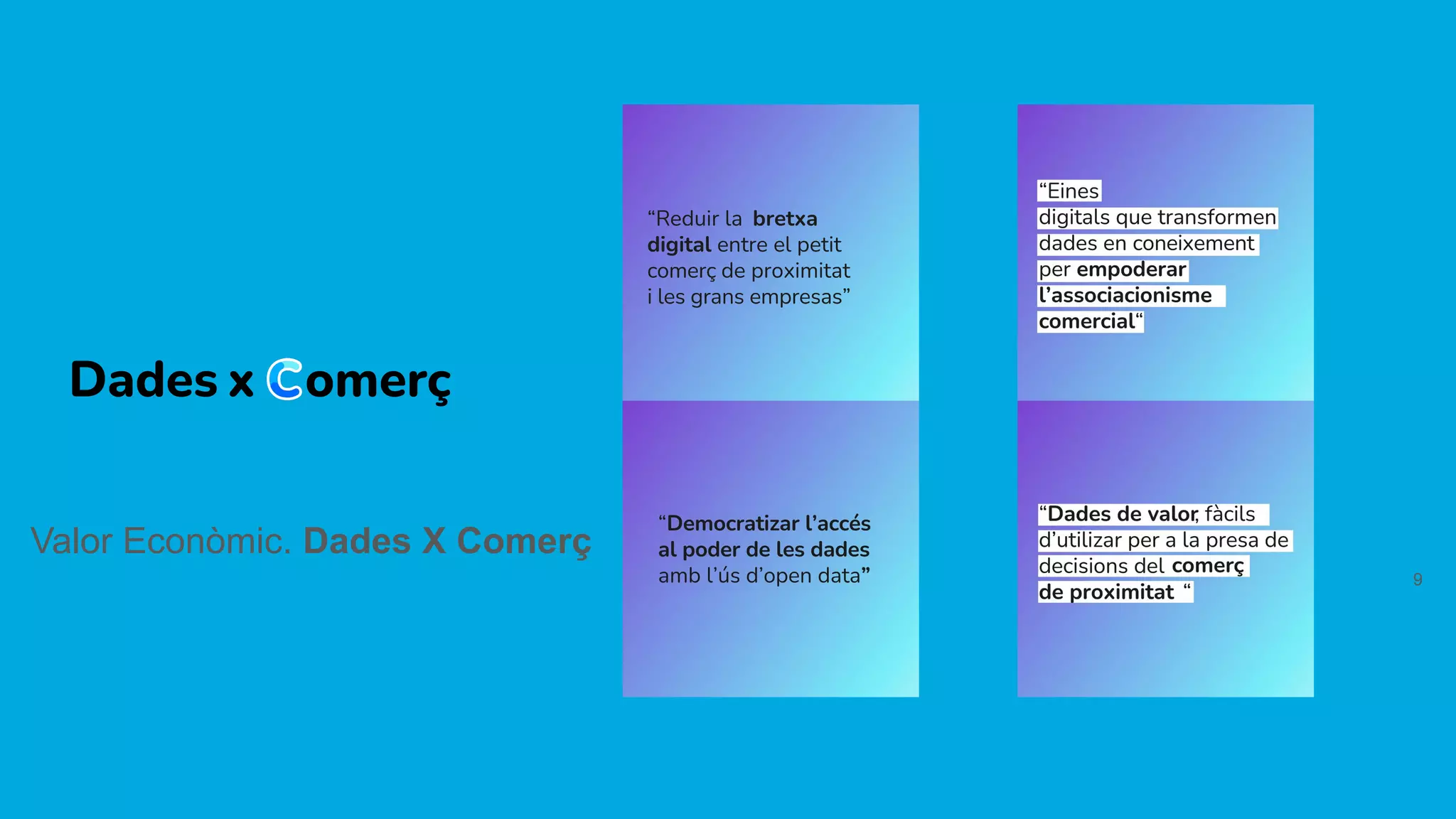 9
Valor Econòmic. Dades X Comerç
 