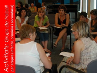 Activitats: Grups de treball
per etapes (infantil, primària i secundària)
 