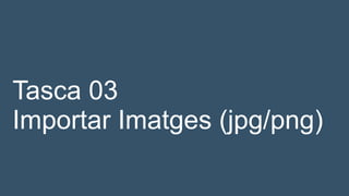Tasca 03
Importar Imatges (jpg/png)
 