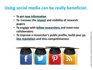 Social media for researchers: Increase your research competitiveness using Web 2.0 tools