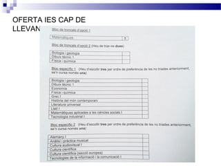 OFERTA IES CAP DE
LLEVANT
 