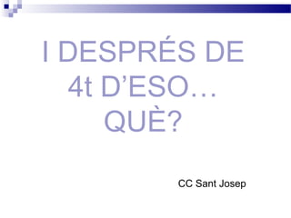 I DESPRÉS DE
4t D’ESO…
QUÈ?
CC Sant Josep
 