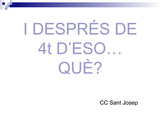 I DESPRÉS DE 4t D’ESO… QUÈ? CC Sant Josep 