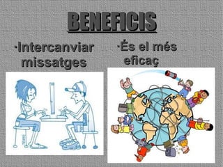 BENEFICIS ·Intercanviar missatges ·És el més eficaç 