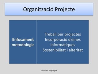 Organització Projecte 3r Anysustainable.oro@english