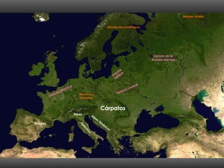 Llanura atlántica Llanura central Llanura báltica Llanura de la Europa oriental Cárpatos Montes Escandinavos Montes Urales Macizos y mesetas Pirineos Alpes Apeninos Alpes Dináricos 