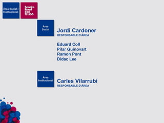 Àrea Social  Jordi Cardoner RESPONSABLE D’ÀREA Eduard Coll Pilar Guinovart Ramon Pont Dídac Lee Carles Vilarrubí RESPONSABLE D’ÀREA 