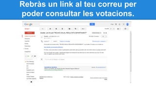Rebràs un link al teu correu per
poder consultar les votacions.
 