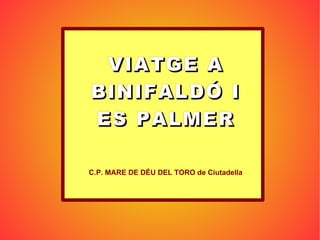 VIATGE A BINIFALDÓ I ES PALMER C.P. MARE DE DÉU DEL TORO de Ciutadella 