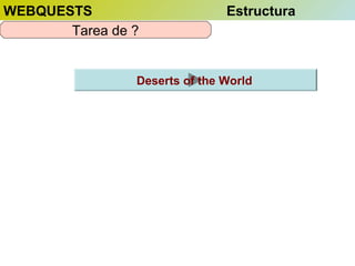 WEBQUESTS
Tarea de ?

Estructura

Deserts of the World

 
