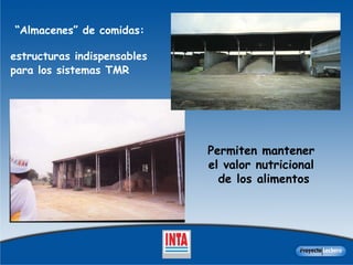 “ Almacenes” de comidas:  estructuras indispensables  para los sistemas TMR   Permiten mantener  el valor nutricional  de los alimentos 