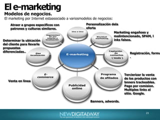 El e-marketingEl impacto de Internet en el marketing.Marca #7 en el mundoNuevoscanalesNuevosparadigmasNuevastecnologías.Nuevasmaneras de llegar a lasmarcas.De un modomasemocional, masinteractivo.Se usa la marca. Facebook, Google, Twitter.26