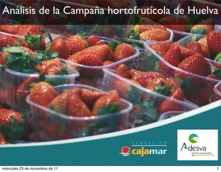 Análisis de la Campaña hortofrutícola de Huelva




miércoles 23 de noviembre de 11               1
 