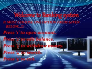 Presentaion on banking system in c++ | PPTX