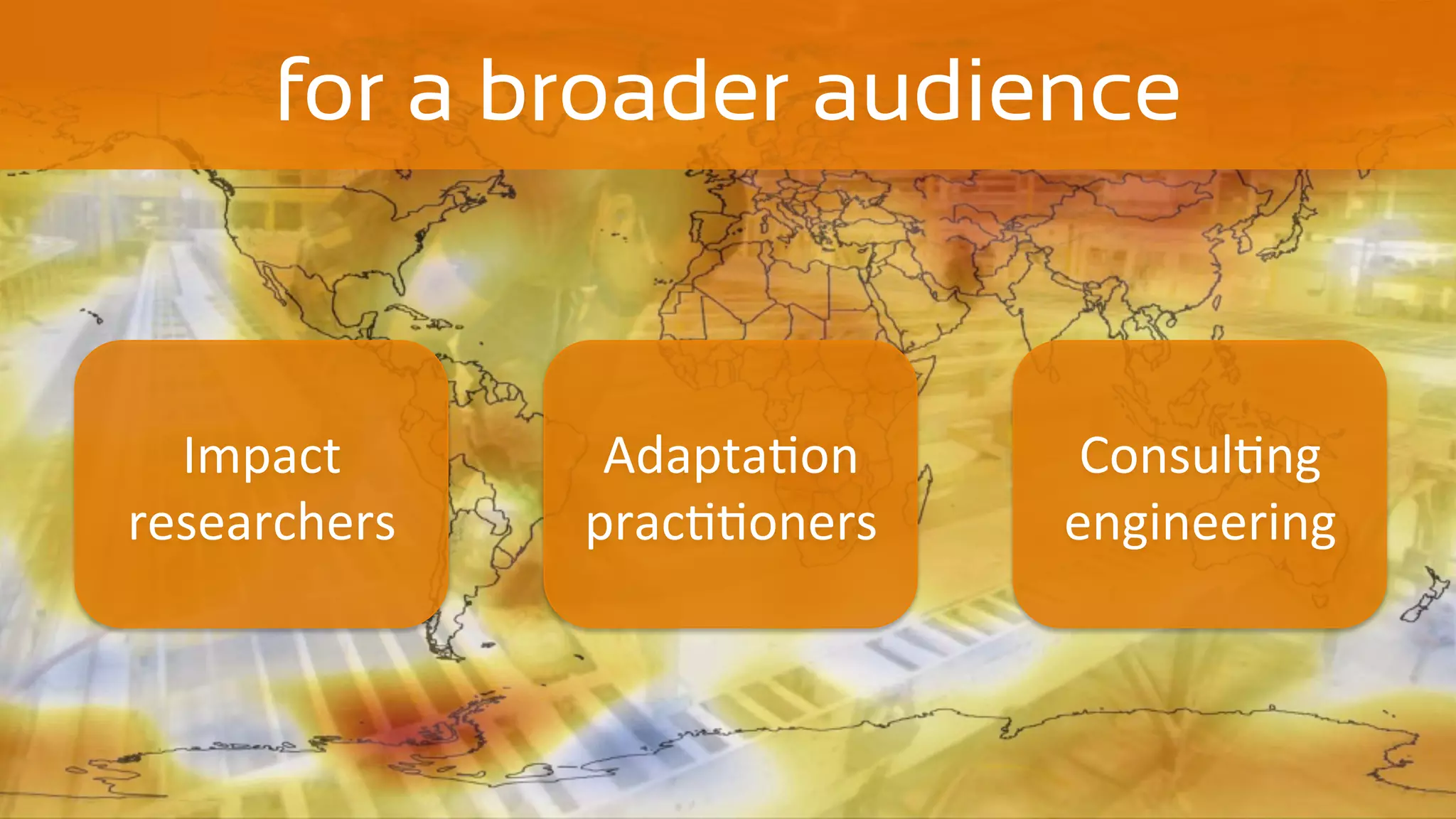 for a broader audience
Impact	
researchers		
Adapta:on	
prac::oners	
Consul:ng	
engineering	
 
