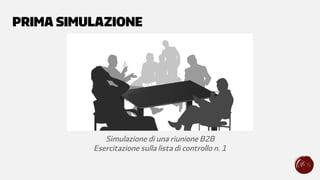 Simulazione di una riunione B2B
Esercitazione sulla lista di controllo n. 1
PRIMA SIMULAZIONE
 