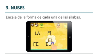 3. NUBES
Encaje de la forma de cada una de las sílabas.
 