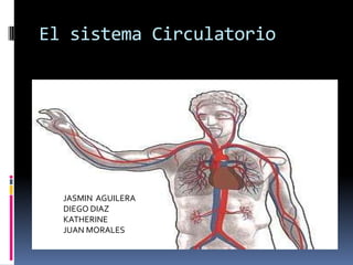 El sistema Circulatorio




  JASMIN AGUILERA
  DIEGO DIAZ
  KATHERINE
  JUAN MORALES
 