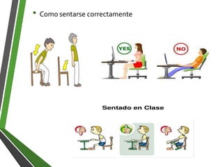 • Como sentarse correctamente
 