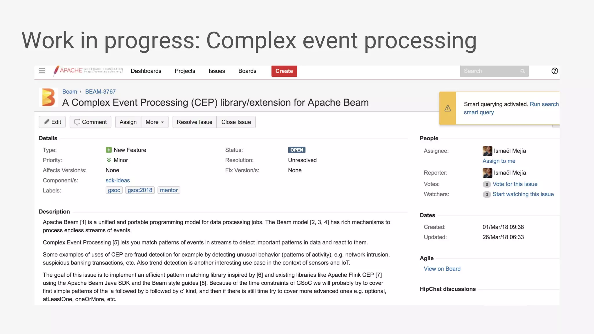 Work in progress: Complex event processing 