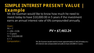 PRESENT AND FUTURE VALUE. (SIMPLE & COMPOUND INTEREST)pptx.pptx