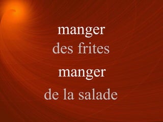 manger
manger
des frites
de la salade
 