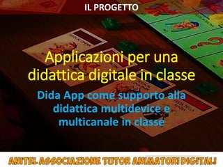 Laura Antichi
Applicazioni per una
didattica digitale in classe
Dida App come supporto alla
didattica multidevice e
multicanale in classe
IL PROGETTO
 