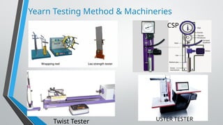 Yearn Testing Method & Machineries
CSP
USTER TESTER
Twist Tester
 