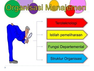 Teroteknologi


Istilah pemeliharaan


Fungsi Departemental


 Struktur Organisasi
 