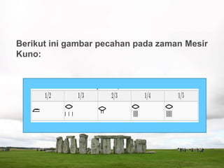 Berikut ini gambar pecahan pada zaman Mesir
Kuno:
 