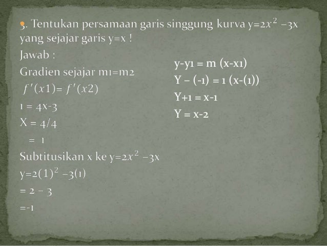Aplikasi Turunan Persamaan Garis Singgung