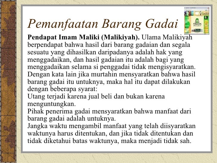 Presentasi 10 Pemanfaatan Barang Gadaian Rahn