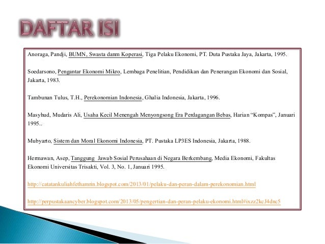 PELAKU DAN PERAN DALAM PEREKONOMIAN DI INDONESIA