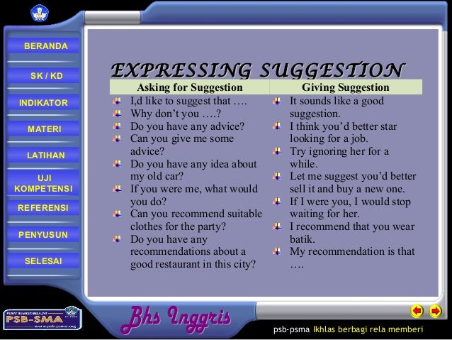 Materi Asking And Giving Suggestion Nasi