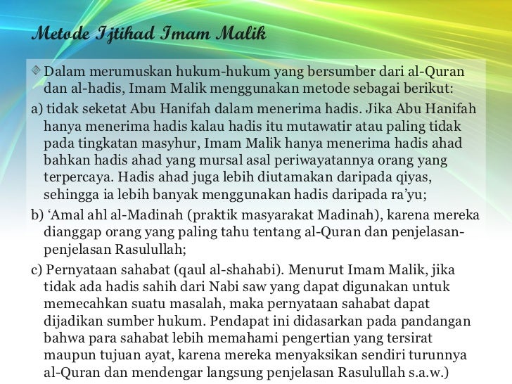 Sejarah Pola Istinbath Mazhab Hanafi Maliki