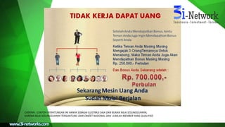 CATATAN : CONTOH PERHITUNGAN INI HANYA SEBAGAI ILUSTRASI SAJA DAN BUKAN NILAI SESUNGGUHNYA,
KARENA NILAI SESUNGGUHNYA TERGANTUNG DARI OMZET NASIONAL DAN JUMLAH MEMBER YANG QUALIFIED
 