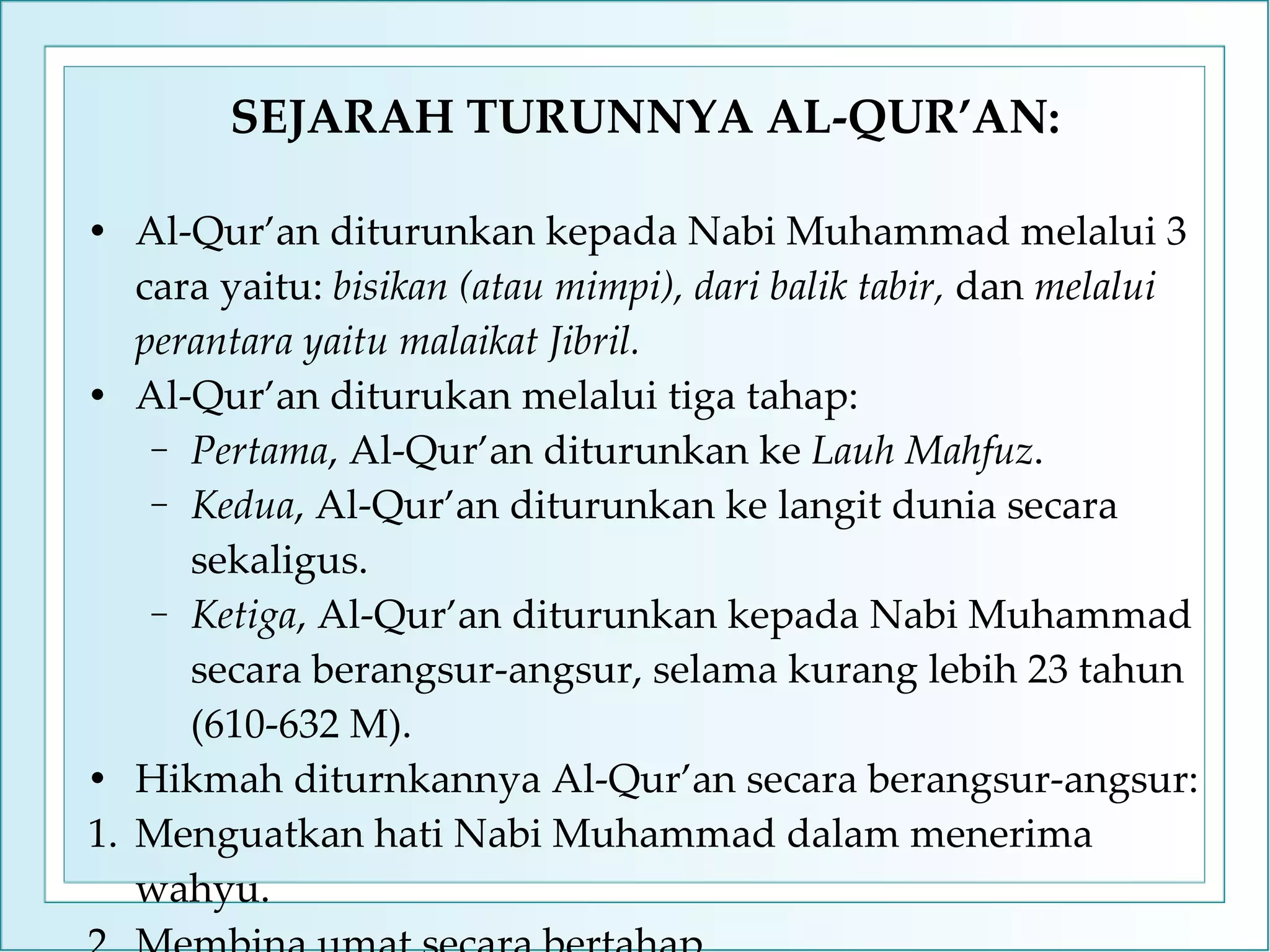 Quran Sebagai sumber Ajaran Islam PPS