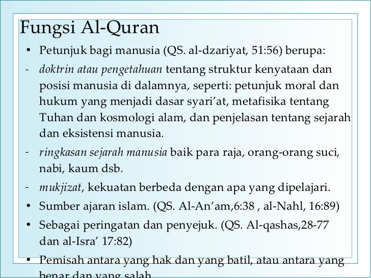 Sumber pokok ajaran islam adalah