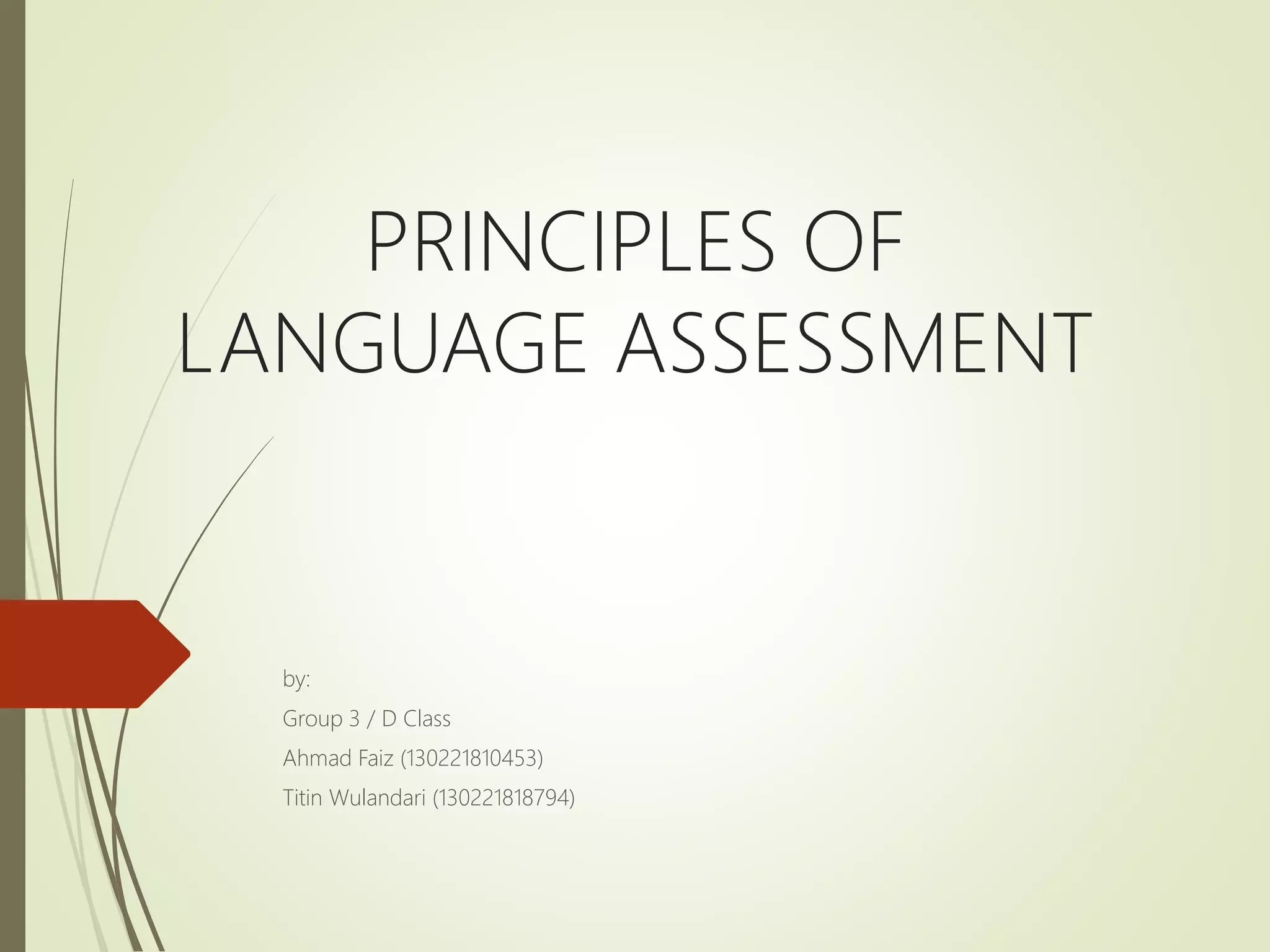 Principles of Language Assessment | PPTX