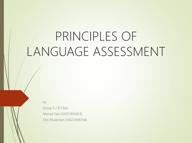 Principles of Language Assessment | PPTX | Standardized Testing ...