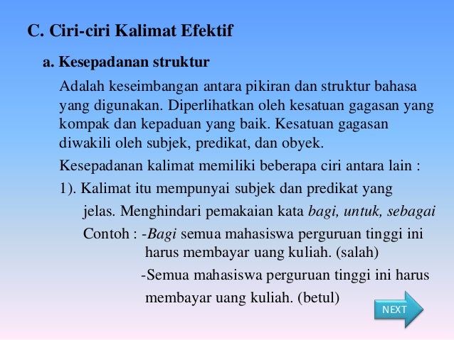 Presentasi bahasa indonesia kalimat efektif