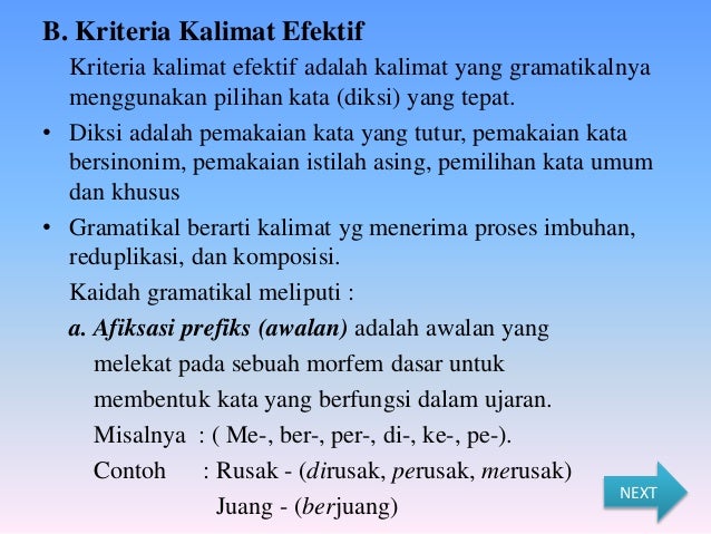 Presentasi bahasa indonesia kalimat efektif