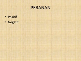 PERANAN
• Positif
• Negatif
 